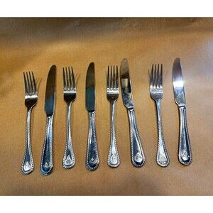 Towle Stainless Steel Nautical Handle Flatware Set 7-Piece Fork Knife Silver